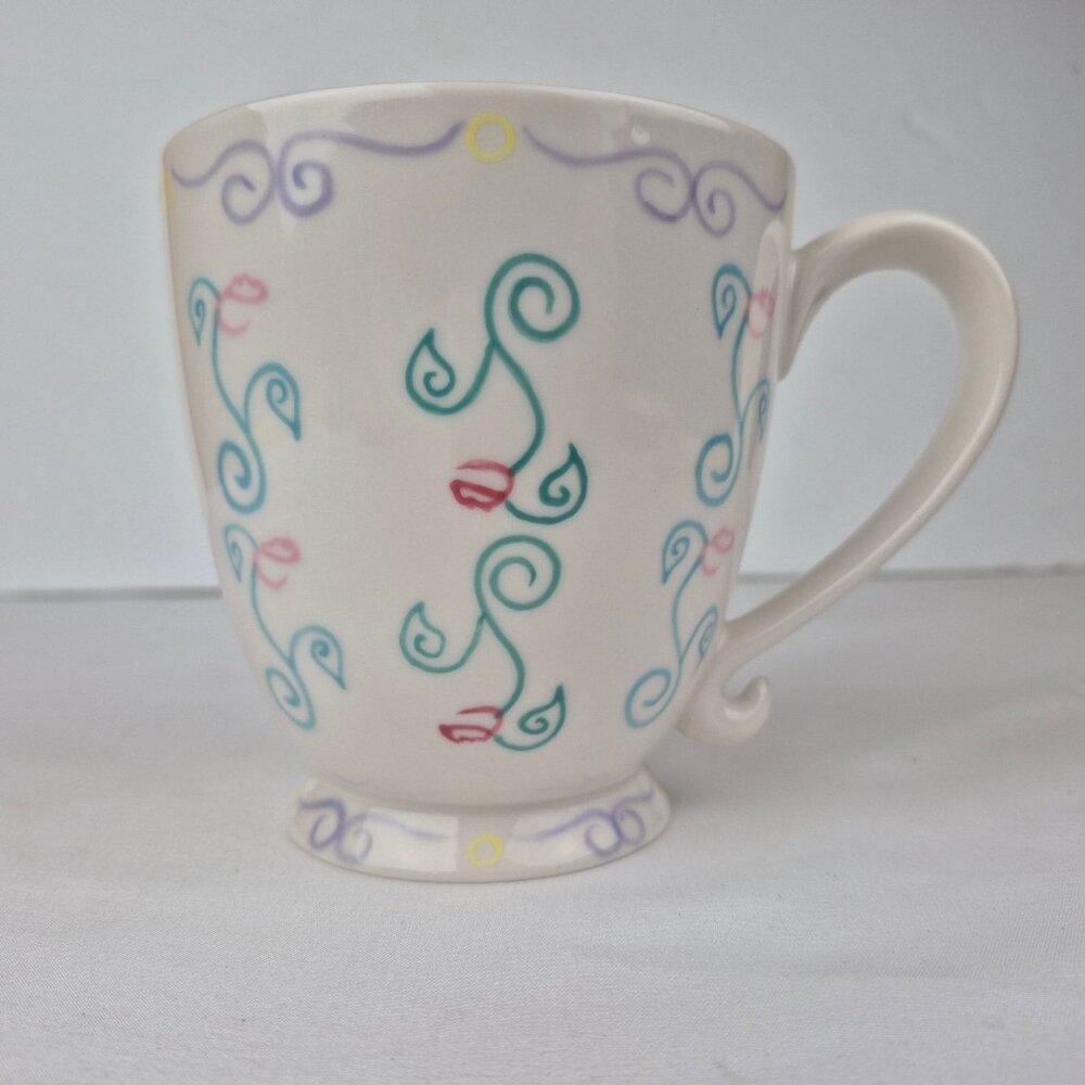 Starbucks 2003 Barista Flower Vines Pedestal 16 Oz Mug
